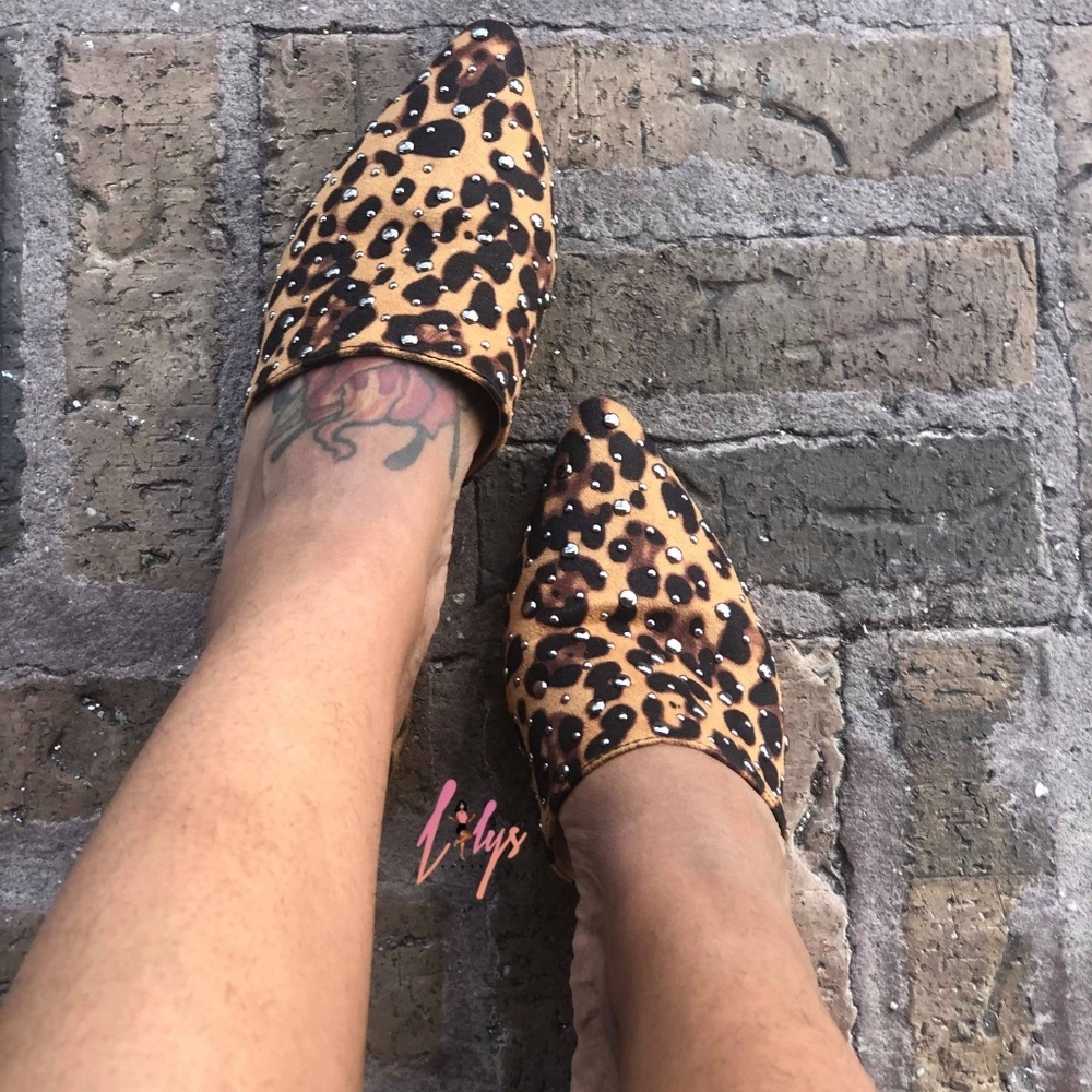 Studded Leopard Print mules